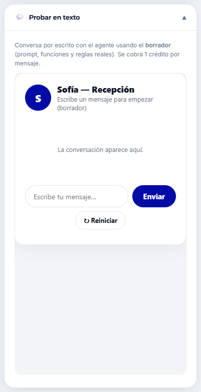 Probar en texto desde la ficha