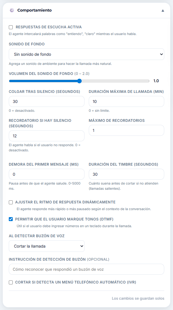Sección Comportamiento